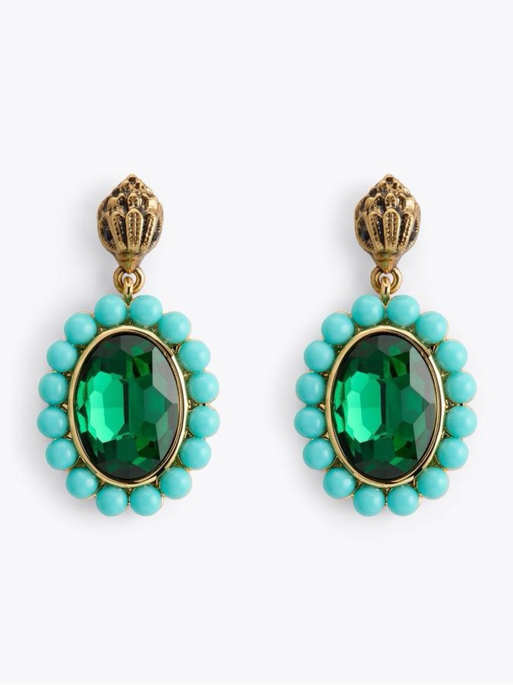 Kurt Geiger Regency Drop Emerald Tuquoise Earrings
